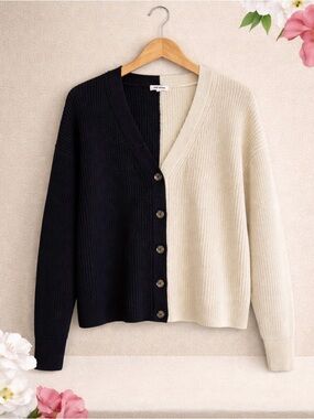 Chic Two-Tone Knit Cardigan – Timeless & Stylish Steve Madden